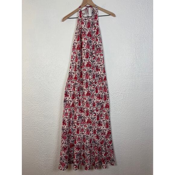 Rhode Florence Toile Printed Crepe Halter Neck Midi Dress NWOT Size 6 - Picture 3 of 6